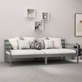 szürke tömör fenyőfa dívány matraccal 90 x 200 cm