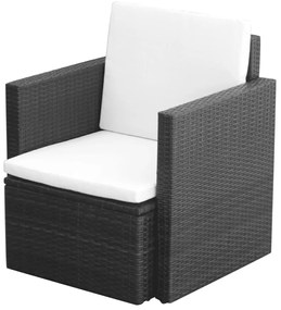 vidaXL fekete polyrattan kerti szék hát- és ülőpárnával