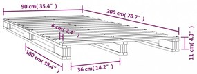 tömör fenyőfa raklapágy 90 x 200 cm
