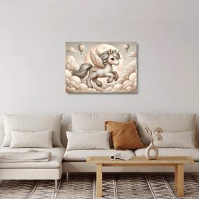 Üveg kép - Egyszarvú a felhőkben (70x50 cm)
