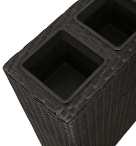 Fekete polyrattan kerti magaságyás 4 kaspóval