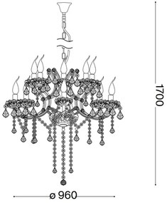Ideal Lux - Kristály csillár láncon NAPOLEON 18xE14/40W/230V átm. 96 cm króm