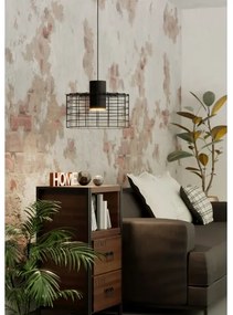 Eglo 43627 - Csillár zsinóron MILLIGAN 1xE27/40W/230V átm. 38 cm fekete