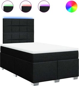 vidaXL fekete szövet rugós ágy matraccal 120 x 200 cm