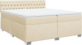 vidaXL krémszínű szövet rugós ágy matraccal 200 x 200 cm