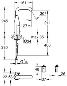 GROHE 36445000 - Infravörös elektronikus mosdócsaptelep ESSENCE E fényes króm