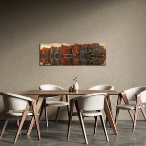 Színes házak képe (órával) (90x30 cm)