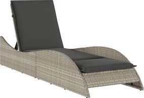 vidaXL világosszürke polyrattan napozóágy párnával 60x205x73 cm