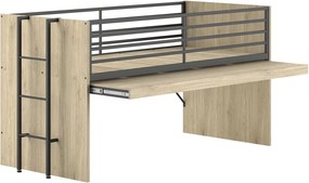 Natúr színű galéria gyerekágy íróasztallal, ágyráccsal 90x200 cm Sam – Vipack
