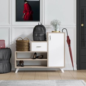 Retro Sonoma Oak and White cipősszekrény