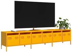 mustársárga hidegen hengerelt acél TV-szekrény 202x39x43,5 cm