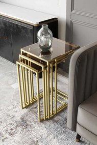 Mira üveg dohányzóasztal, arany-bronz, 42 cm