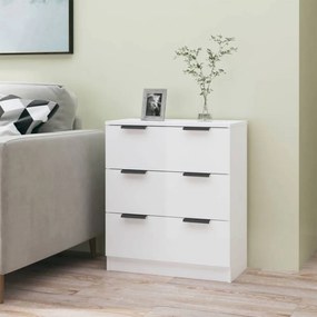 Magasfényű fehér szerelt fa tálalóasztal 60 x 30 x 70 cm