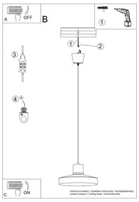 Fekete függőlámpa ø 35 cm Vito – Sollux