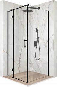 Zuhanykabin 80x80cm billenő ajtó fekete Esg üveg 6mm bevonat