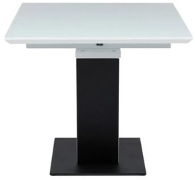 Kihúzható étkezőasztal 160+50x80x76,5, matt fehér, edzett üveg