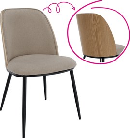 Étkezőszék, bézses barna/natúr fa/fekete, VUDIA
