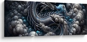 Kép – Sárkány a füstben (órával) (90x30 cm)