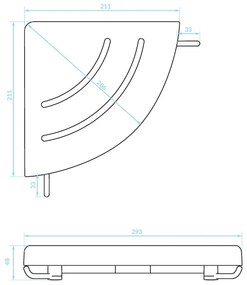 Kuchinox APO, sarok fali polc éllel 244x244x48 mm, fehér matt, LAV-AKA_604T