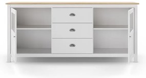 Fehér borovi fenyő alacsony komód 180x80 cm Misti – Marckeric