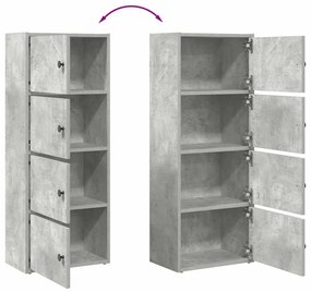 betonszürke szerelt fa könyvespolc 40x24x102 cm