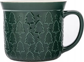 Nagy téli karácsonyi bögre XXL fazék 640ml zöld karácsonyfa