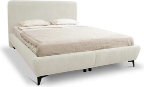 Bézs kárpitozott ágyneműtartós franciaágy ágyráccsal 160x200 cm Makapu – Makamii