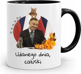 Andrzej Duda Elnök Fekete Bögre Ajándék fényképes nyomtatással