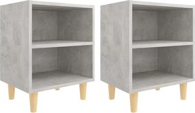 vidaXL 2 db betonszürke éjjeliszekrény tömör fa lábakkal 40x30x50 cm