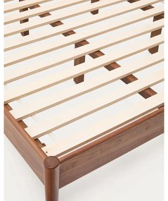 Sötétbarna diófa franciaágy ágyráccsal 180x200 cm Elan – Kave Home