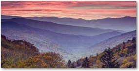 Fotó üveg kép Naplemente hegyek 140x70