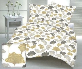 Ginko arany krepp lapok TiaHome - 1x Párna 90x70cm, 1x Paplan 140x200cm