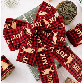 Karácsonyi JOY szalag 5 cm x 5 m, piros