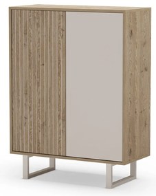 Szürke-natúr színű szekrény tölgyfa dekorral 90x120 cm Millay – Marckeric