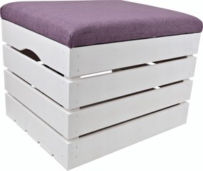 Fa Puff Kárpitozott Fehér Fenyő Láda