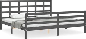 vidaXL szürke tömör fa ágykeret fejtámlával 200 x 200 cm