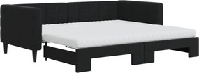 vidaXL fekete kihúzható bársony heverő matracokkal 90 x 190 cm