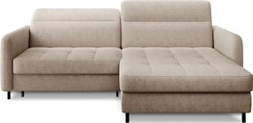 Bézs zsenília kinyitható-tárolóhelyes sarokkanapé (jobb oldali-heverő résszel) Gomsi – ELTAP