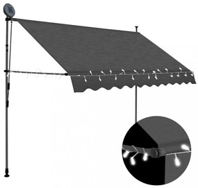 antracitszürke kézzel kihúzható LED-es napellenző 250 cm