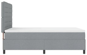 Rugós ágy matraccal és LED világítással, világosszürke, 160x200 cm szövet