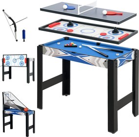 SPORTNOW 5 az 1-ben Multijáték Asztal - Pingpong, Biliárd, Jégkorong, Kosárlabda és Íjászat - Felnőtteknek 91 x 45,5 x 76 cm Fekete+Kék | Aosom