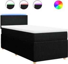 vidaXL fekete szövet rugós ágy matraccal 80 x 200 cm