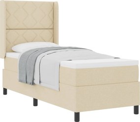 vidaXL Boxrugós ágy matracmal fejtámlával Krém 80 x 200 cm szövet