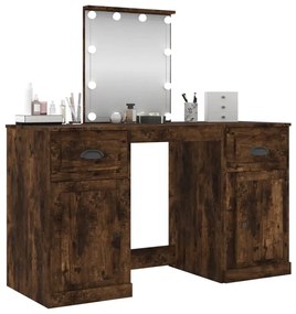 füstös tölgy színű fésülködőasztal LED-del 130 x 50 x 132,5 cm