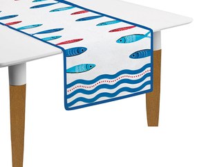 Szardínia hal mintás pamut asztali futó 2 db-s szett