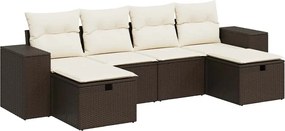 vidaXL 6 részes barna polyrattan kerti ülőgarnitúra párnával