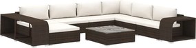 vidaXL 10-részes barna polyrattan kerti bútorszett párnákkal