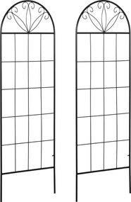 Outsunny Kertihaz Két Darabos Fém Mászó Növény Támogatók - 51 x 152 cm Fekete | Aosom