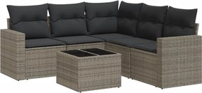 vidaXL 6 részes szürke polyrattan kerti ülőgarnitúra párnákkal