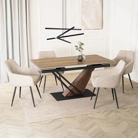 Bővíthető Étkezőasztal Sötét Tölgy/Fekete Színben. REX 160-220 cm